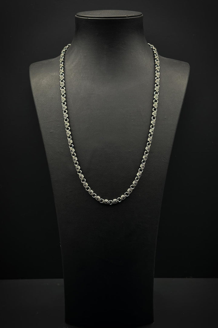 NVM FRNCH 925 Sterling Silver Italian Model Black Zircon Stone Silver Color Men's Necklace FRJ30811-911-S - Santa Lucía del Camino