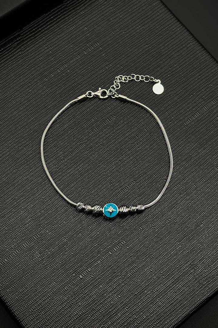 NVM FRNCH 925 Sterling Silver Italian Model Turquoise Color Men's Bracelet FRJ12329-3329-MA - Tomatlán