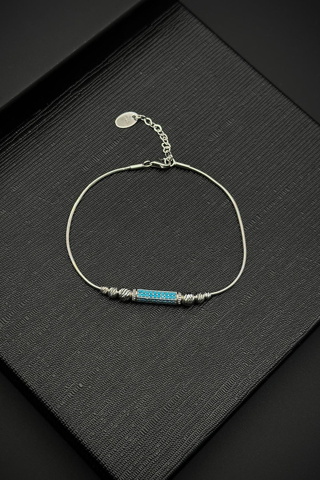 NVM FRNCH 925 Sterling Silver Italian Model Turquoise Zircon Stone Silver Color Men's Bracelet FRJ12356-3356-M - Castle Rock