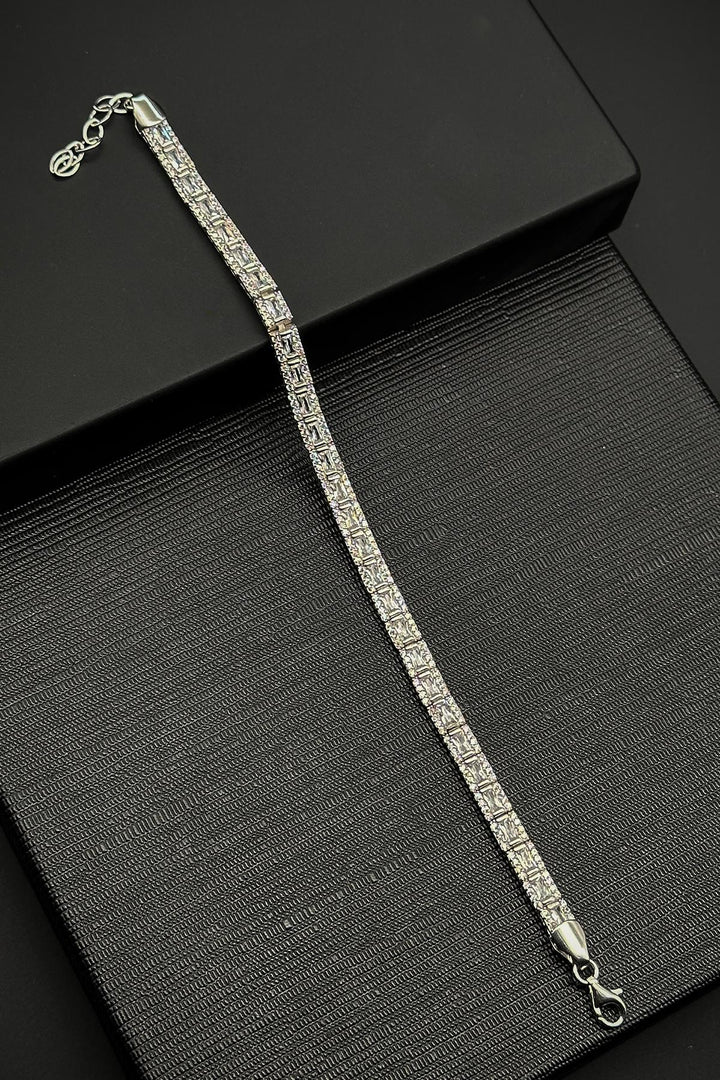 NVM FRNCH 925 Sterling Silver Italian Model White Color Men's Bracelet with Zircon Stone FRJ12181-3181-A - Glendale