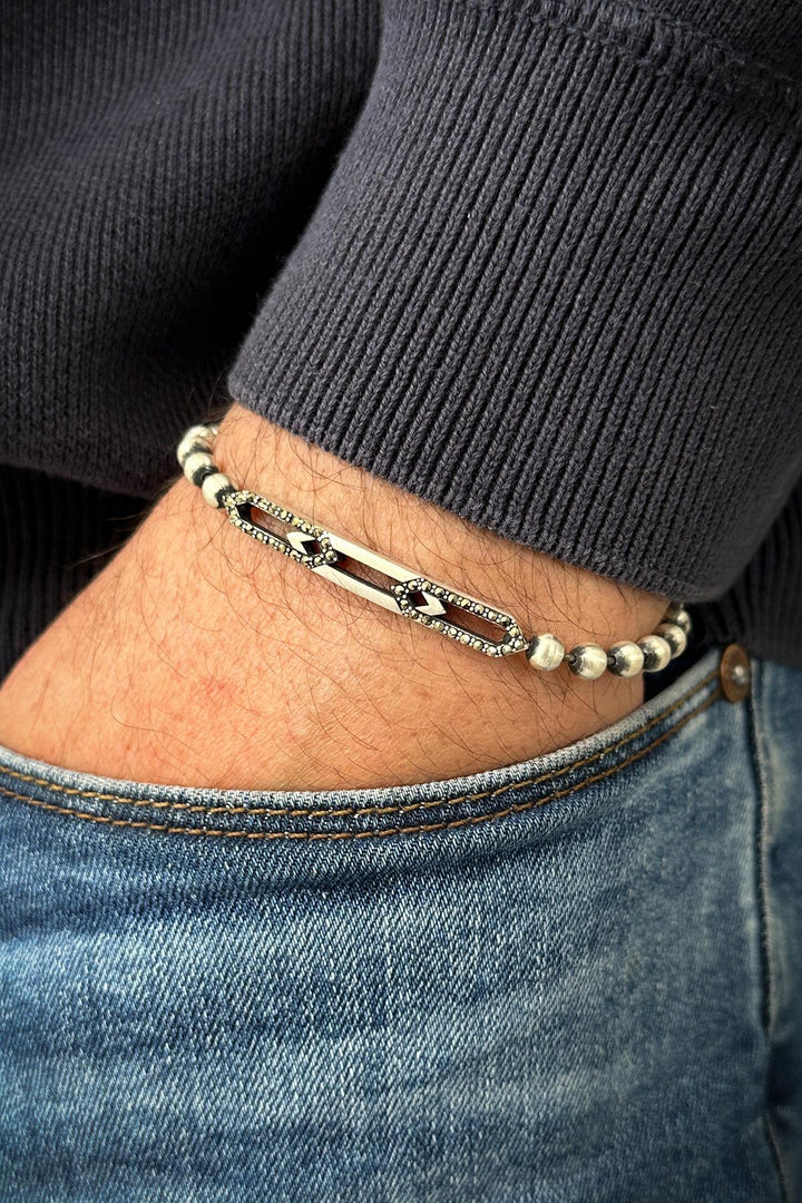 NVM FRNCH 925 Sterling Silver Italian Model Zircon Stone Silver Color Men's Bracelet FRJ12163-3163-A - Villafranca del Panadés