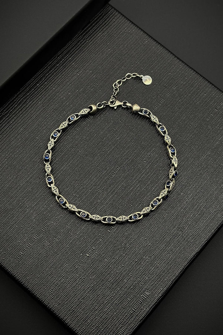 NVM FRNCH 925 Sterling Silver Italian Model Zircon Stone Silver Color Men's Bracelet FRJ12225-3225-A - Pinto