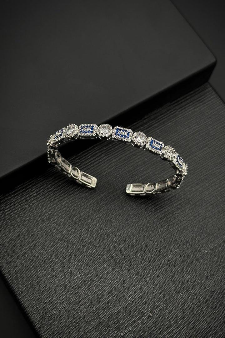 NVM FRNCH 925 Sterling Silver Italian Model with Zircon Stone Navy Blue Color Men's Bracelet FRJ12318-3318-LA - Binghamton