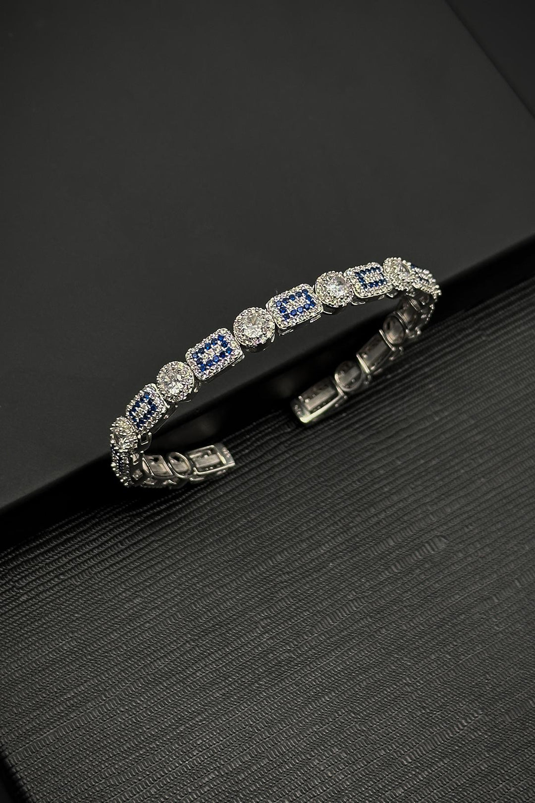 NVM FRNCH 925 Sterling Silver Italian Model with Zircon Stone Navy Blue Color Men's Bracelet FRJ12318-3318-LA - Binghamton