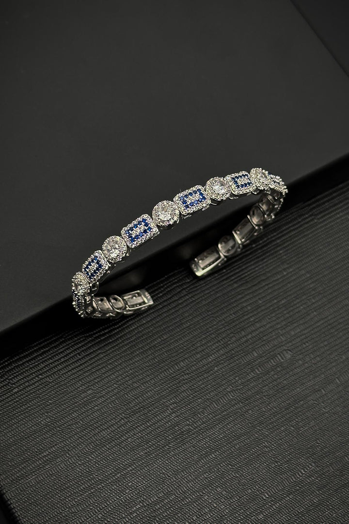 NVM FRNCH 925 Sterling Silver Italian Model with Zircon Stone Navy Blue Color Men's Bracelet FRJ12318-3318-LA - Binghamton