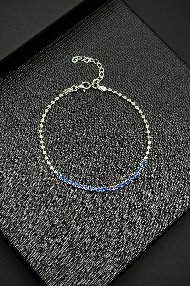 NVM FRNCH 925 Sterling Silver Italian Model with Zircon Stone Navy Blue Color Men's Bracelet FRJ12330-3330-LA - Santa Cruz