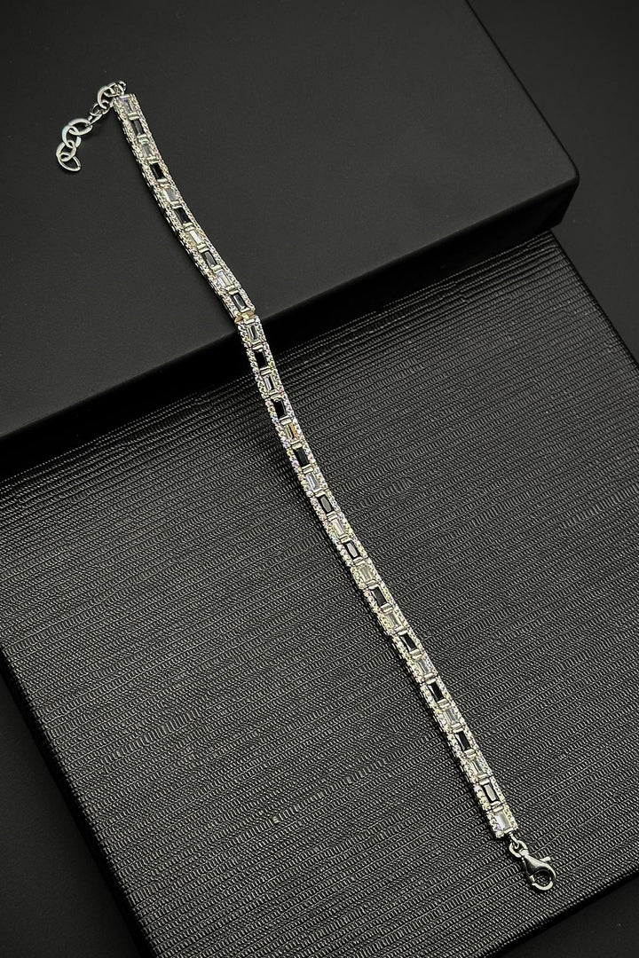 NVM FRNCH 925 Sterling Silver Italian Model Zircon Stone Black-White Color Men's Bracelet FRJ12181-3181-SB2 - Caerphilly