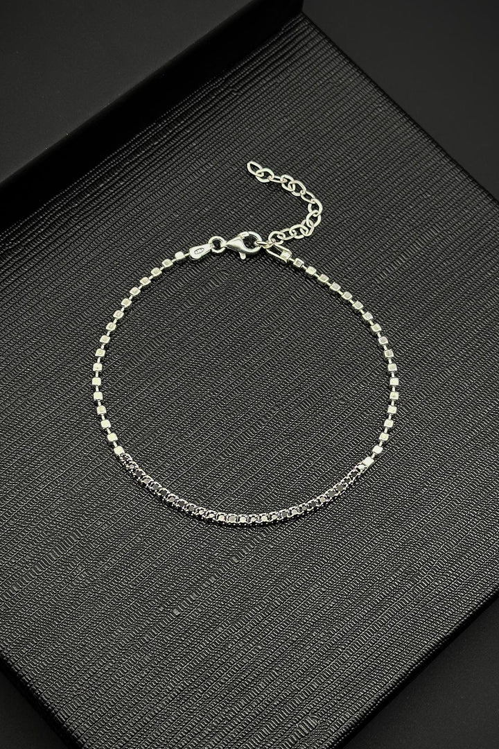 NVM FRNCH 925 Sterling Silver Italian Model Black Color Men's Bracelet with Zircon Stone FRJ12330-3330-S - Vénissieux