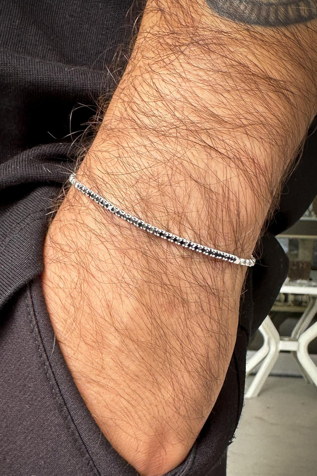 NVM FRNCH 925 Sterling Silver Italian Model Black Color Men's Bracelet with Zircon Stone FRJ12330-3330-S - Vénissieux