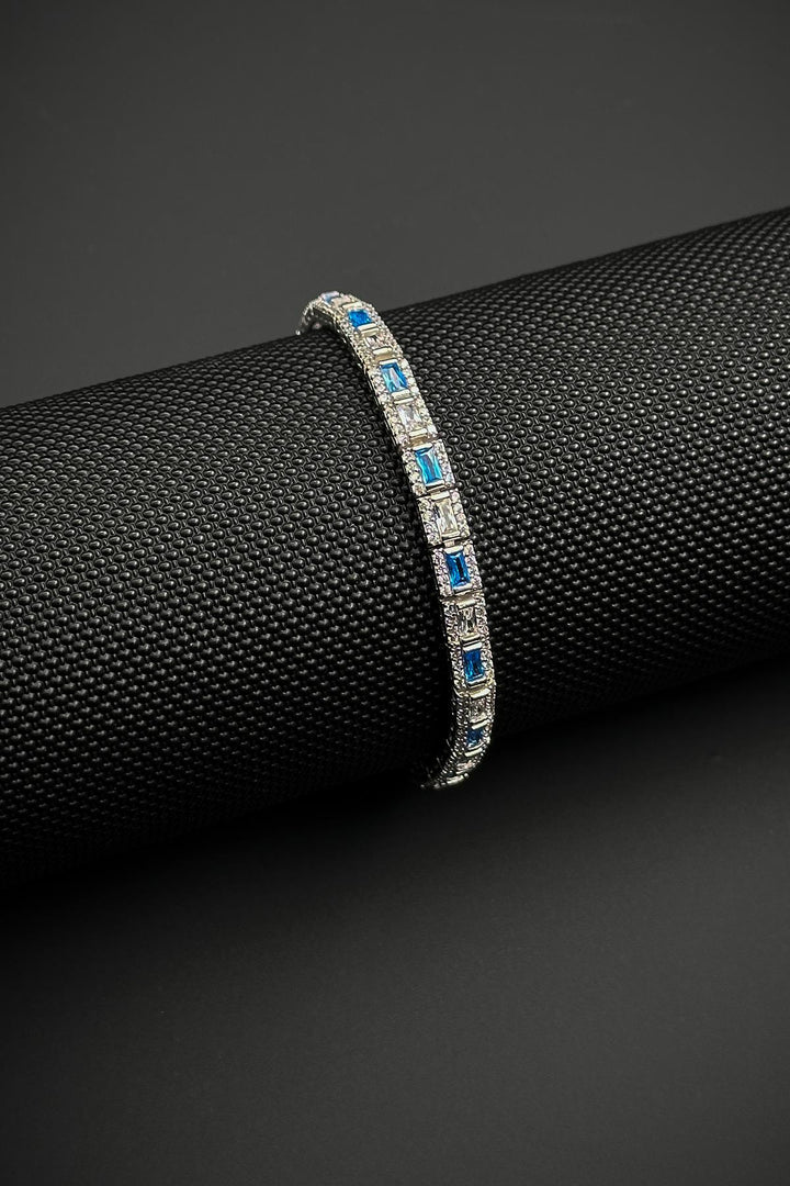 NVM FRNCH 925 Sterling Silver Italian Model Zircon Stone Turquoise-White Color Men's Bracelet FRJ12181-3181-MA3 - Bucharest