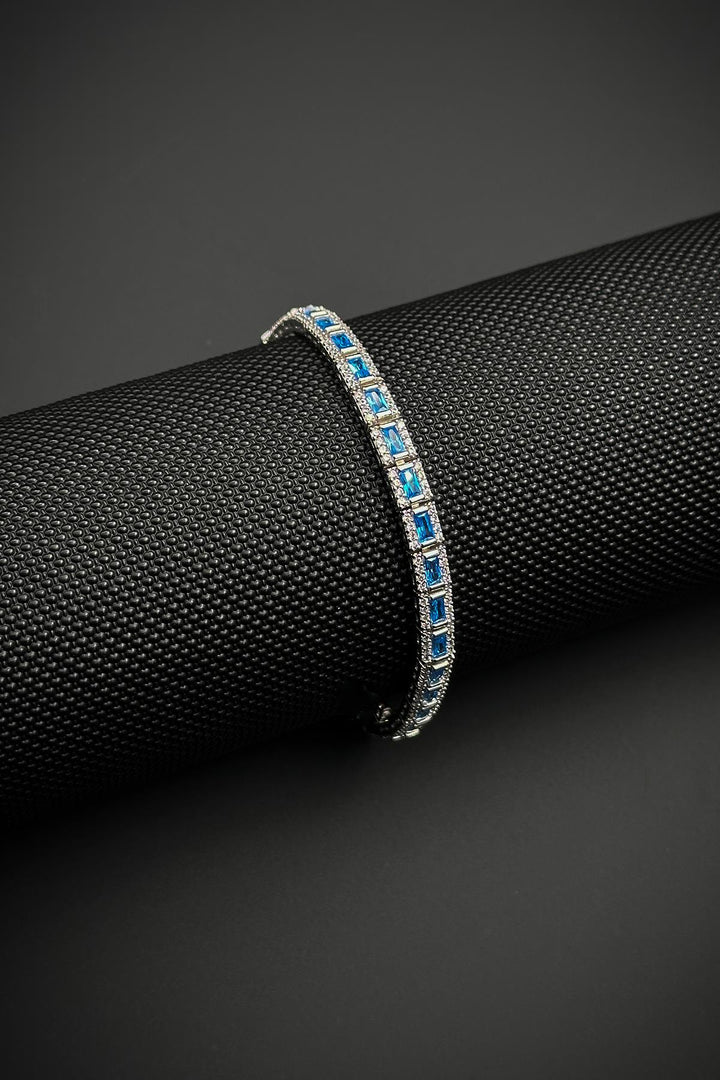NVM FRNCH 925 Sterling Silver Italian Model Zircon Stone Turquoise Color Men's Bracelet FRJ12181-3181-MA2 - Níkaia