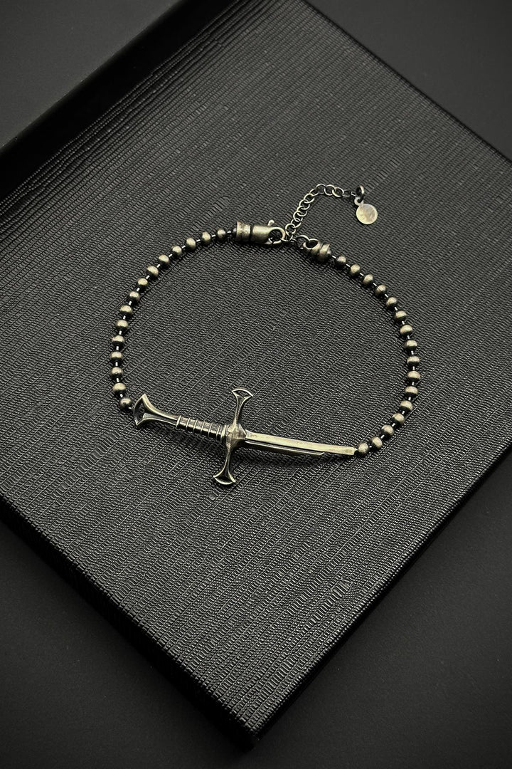 NVM FRNCH 925 Sterling Silver Sword Figured Silver Color Men's Bracelet FRJ12212-3212-A - Misantla