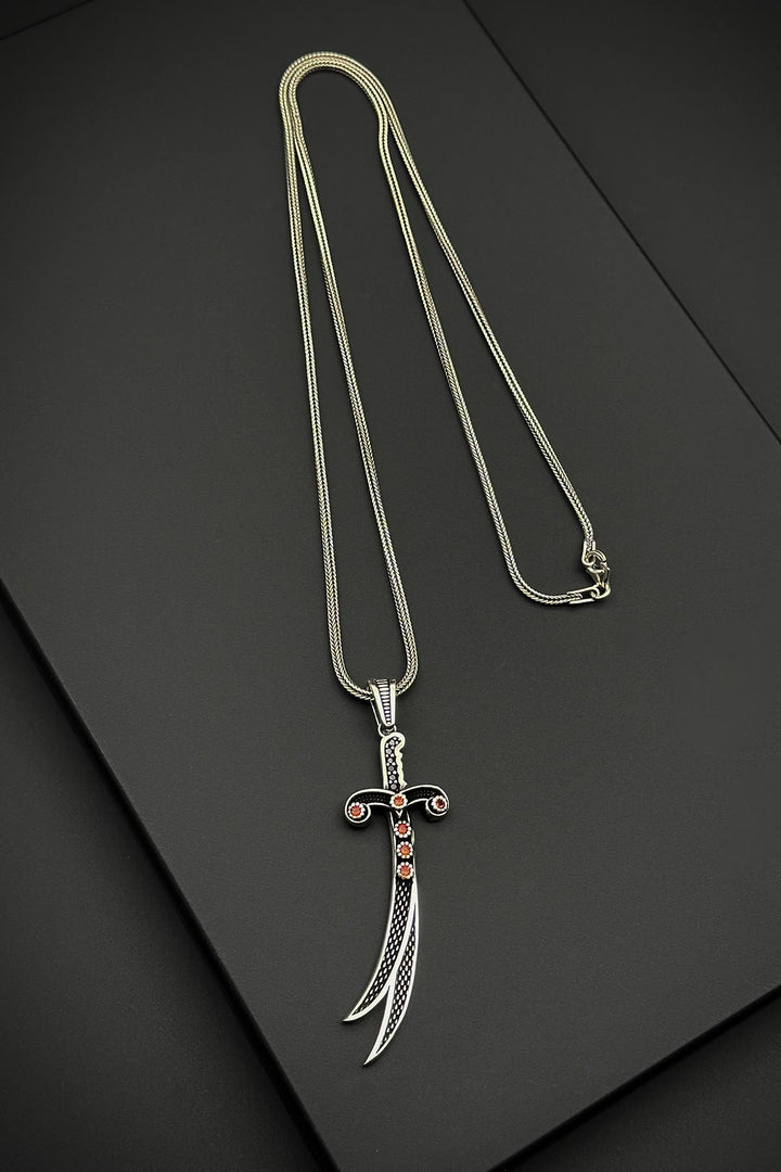 NVM FRNCH 925 Sterling Silver Sword Figured Silver Color Men's Necklace FRJ30697-797-A - Hartford