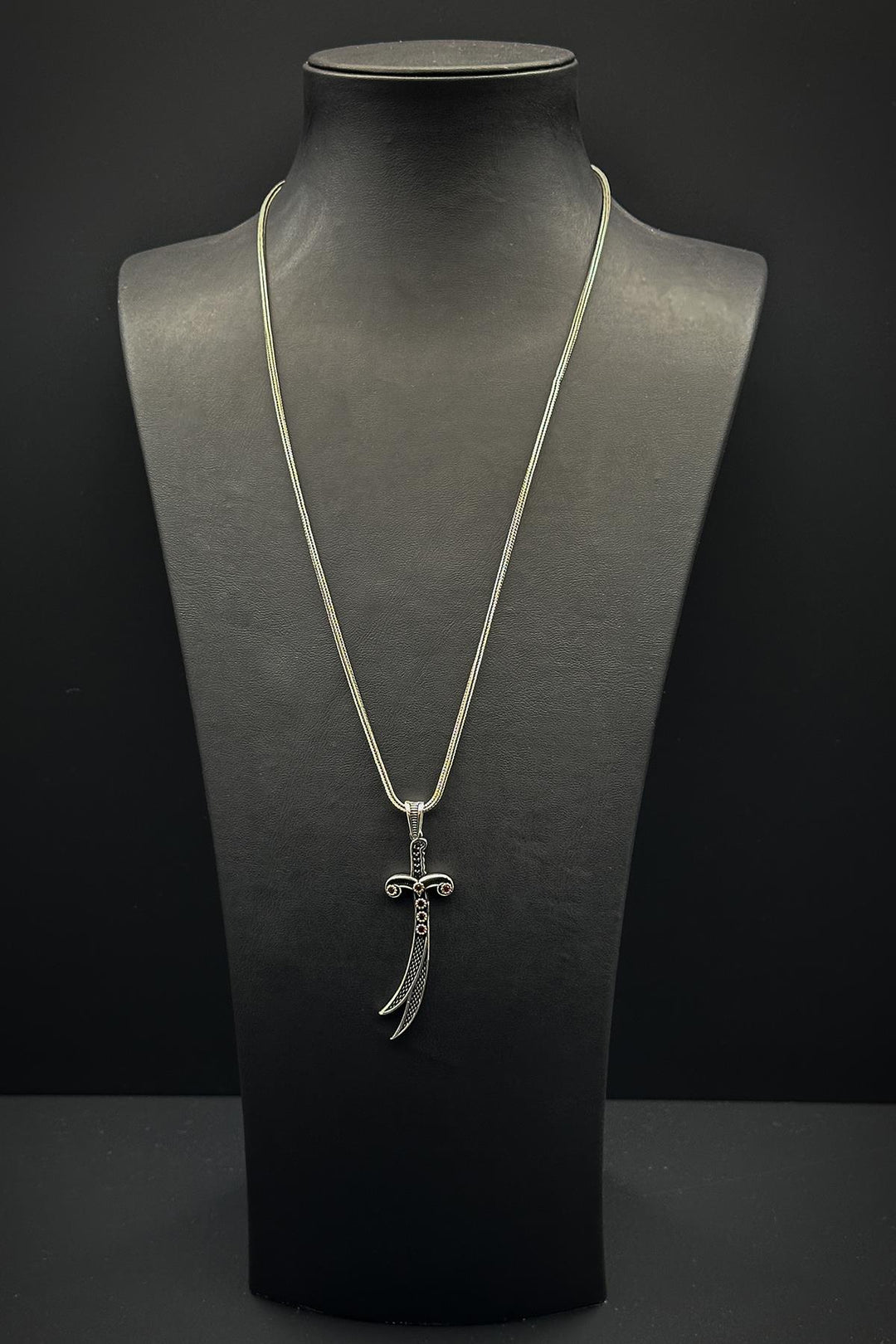 NVM FRNCH 925 Sterling Silver Sword Figured Silver Color Men's Necklace FRJ30697-797-A - Hartford