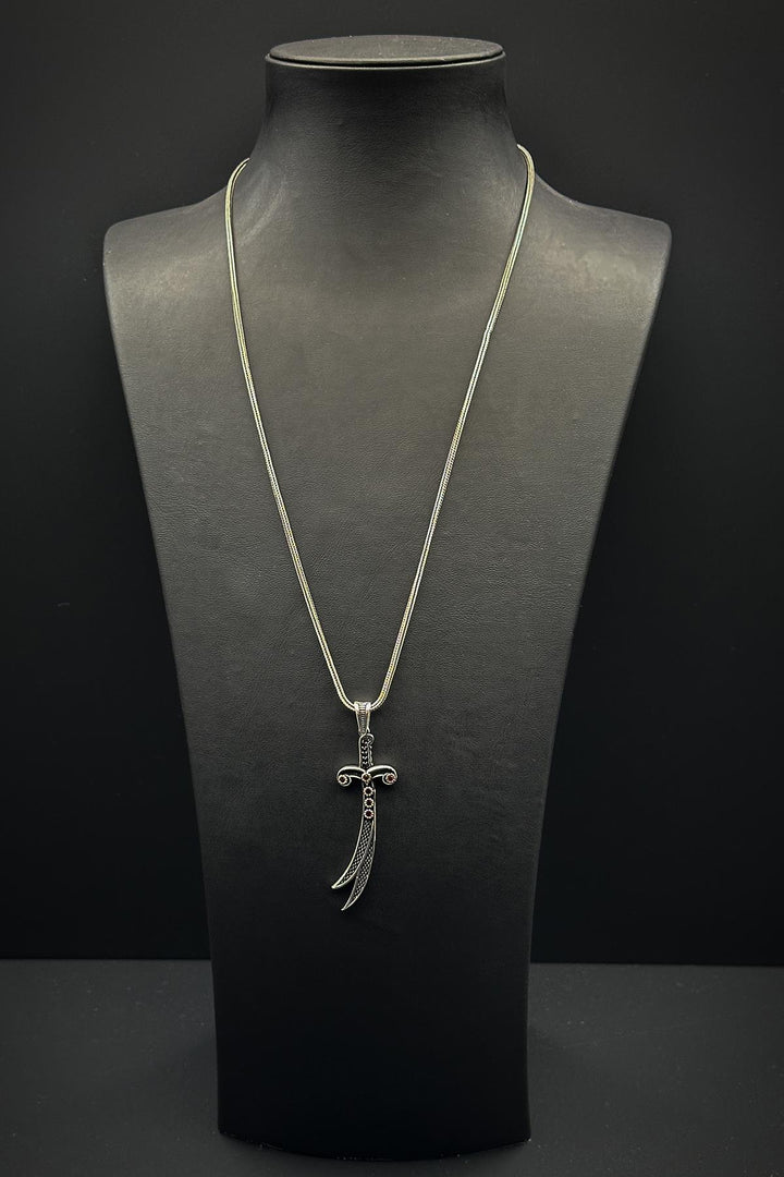 NVM FRNCH 925 Sterling Silver Sword Figured Silver Color Men's Necklace FRJ30697-797-A - Hartford