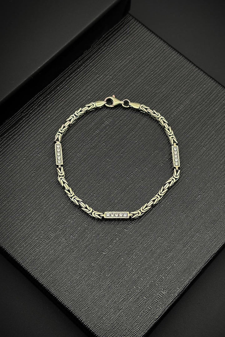 NVM FRNCH 925 Sterling Silver King Model Zircon Stone Silver Color Men's Bracelet FRJ12033-3033-A - Edmonton