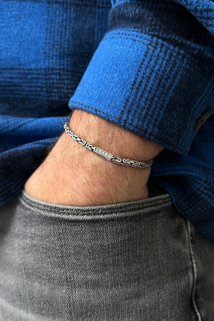 NVM FRNCH 925 Sterling Silver King Model Zircon Stone Silver Color Men's Bracelet FRJ12033-3033-A - Edmonton