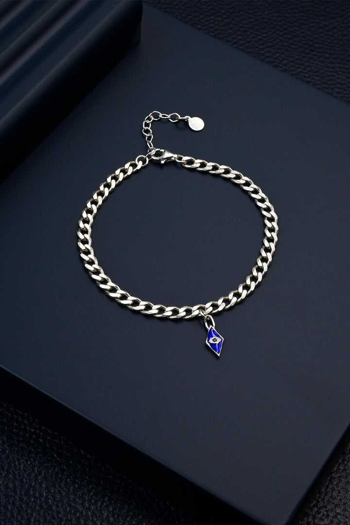 NVM FRNCH 925 Sterling Silver Evil Eye Figured Silver Color Gourmet Men's Bracelet FRJ12100-3100-AL - Socorro