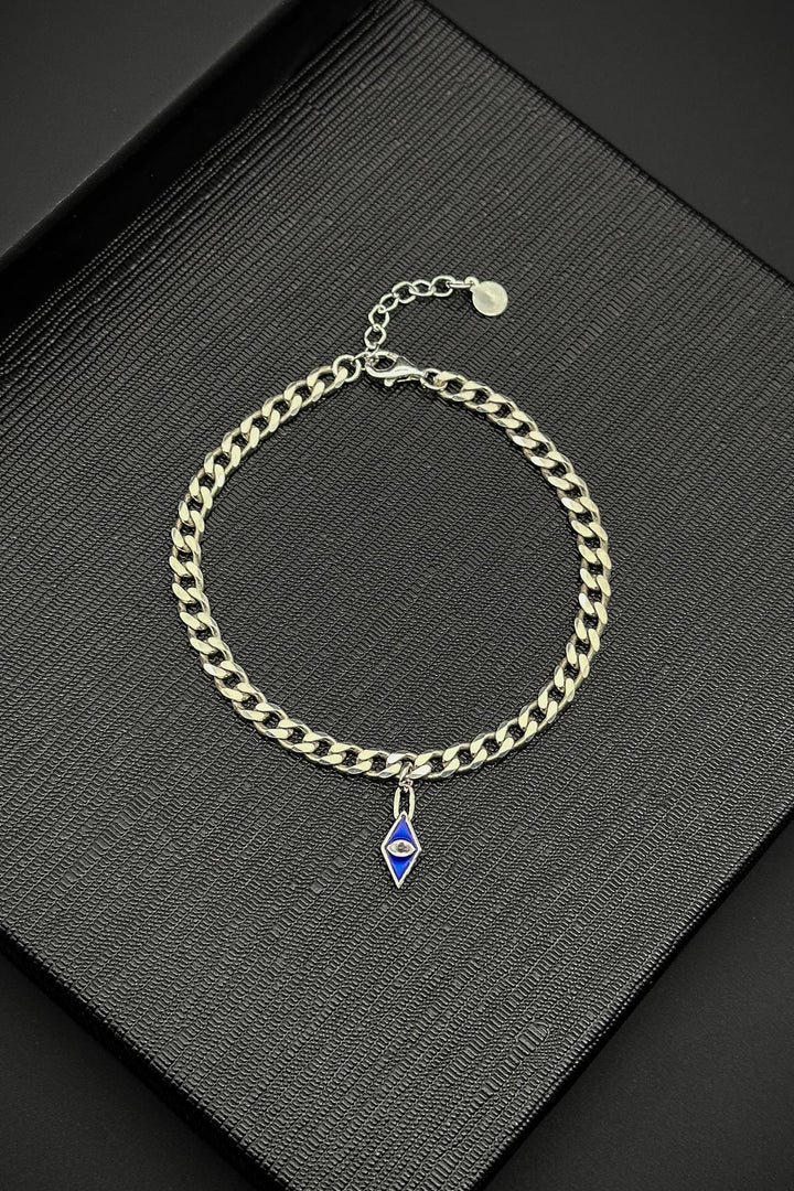 NVM FRNCH 925 Sterling Silver Evil Eye Figured Silver Color Gourmet Men's Bracelet FRJ12100-3100-AL - Socorro