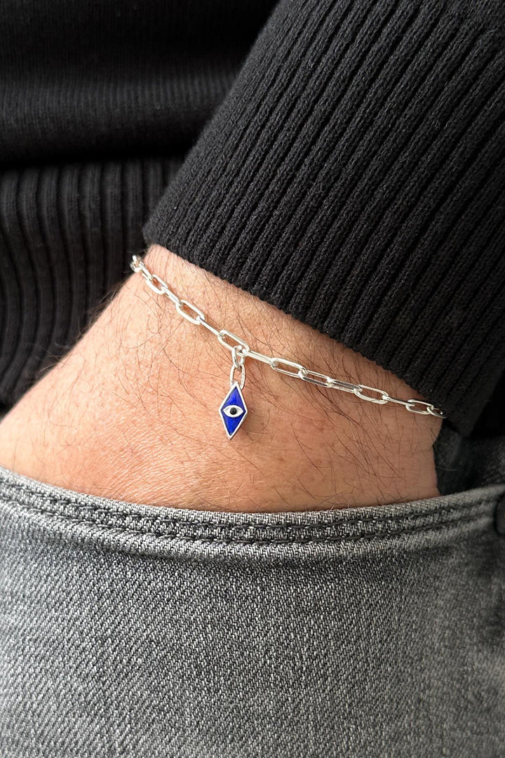 NVM FRNCH 925 Sterling Silver Evil Eye Beaded Silver Color Men's Bracelet FRJ12171-3171-LA - Noisy-le-Sec