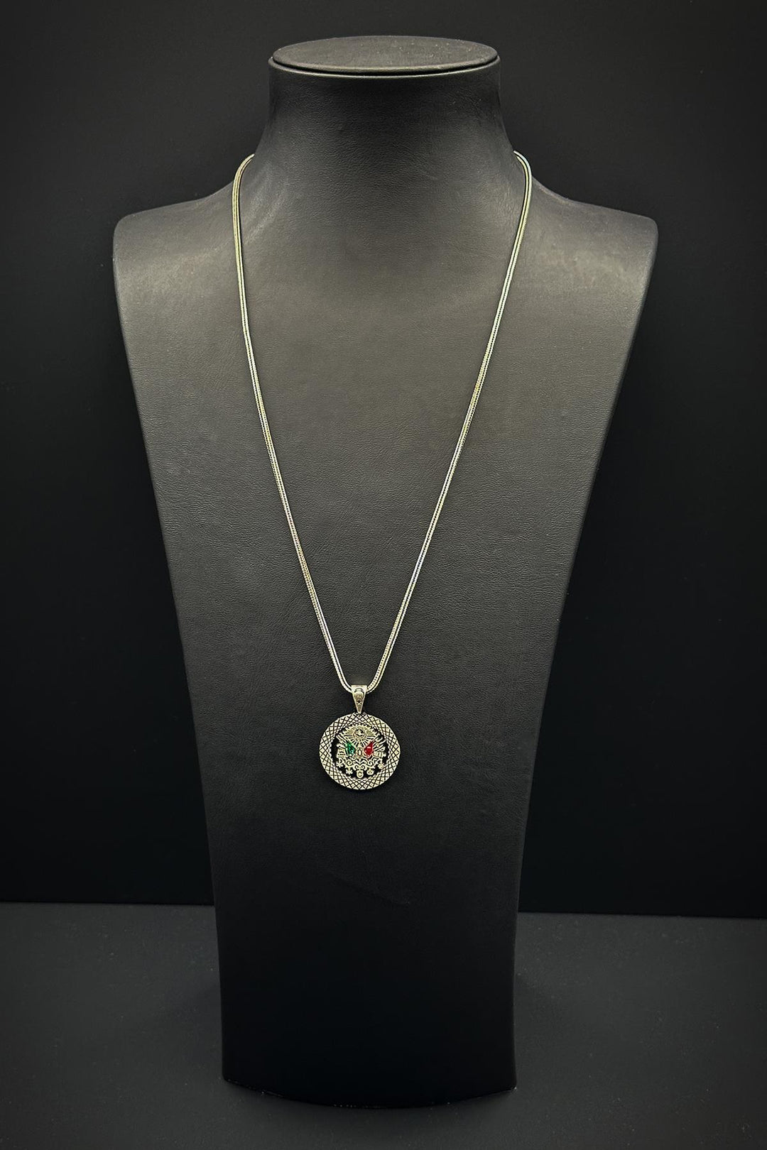 NVM FRNCH 925 Sterling Silver Ottoman Tughra Figured Silver Color Men's Necklace FRJ30692-792-A - Tarrasa