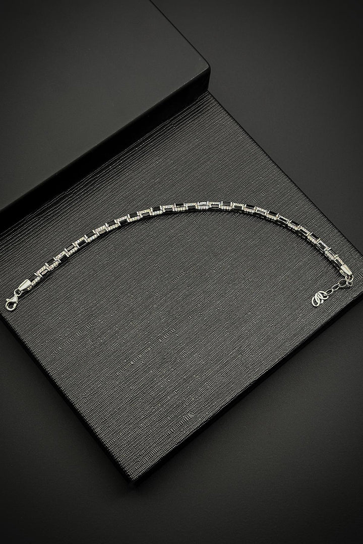 NVM FRNCH 925 Sterling Silver Black-White Zircon Stone Tennis Men's Bracelet FRJ12223-3223-AB2 - Taylorsville