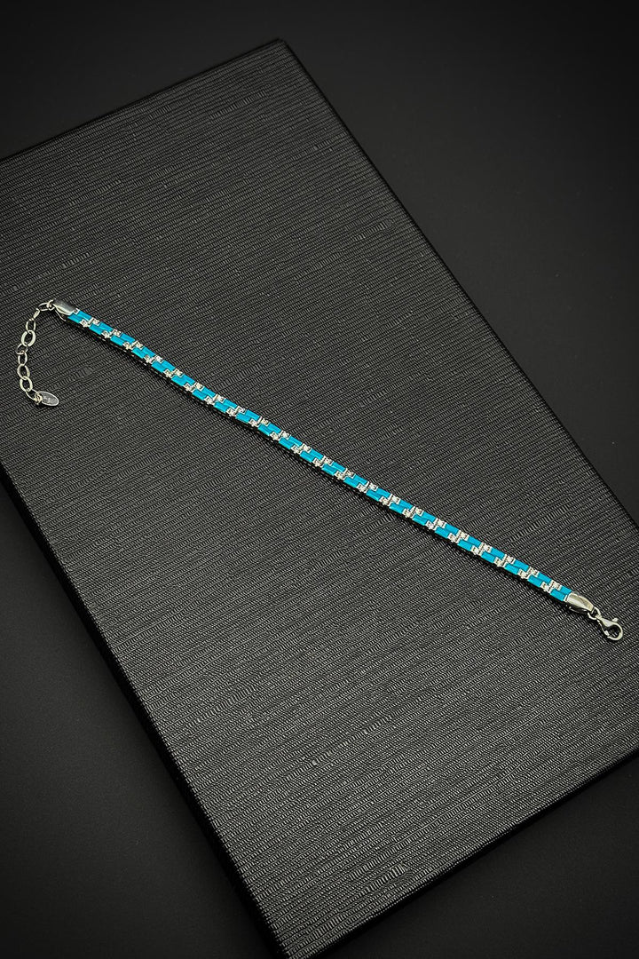 NVM FRNCH 925 Sterling Silver Turquoise Colored Zircon Stone Tennis Men's Bracelet FRJ11908-2008-M - Sevilla