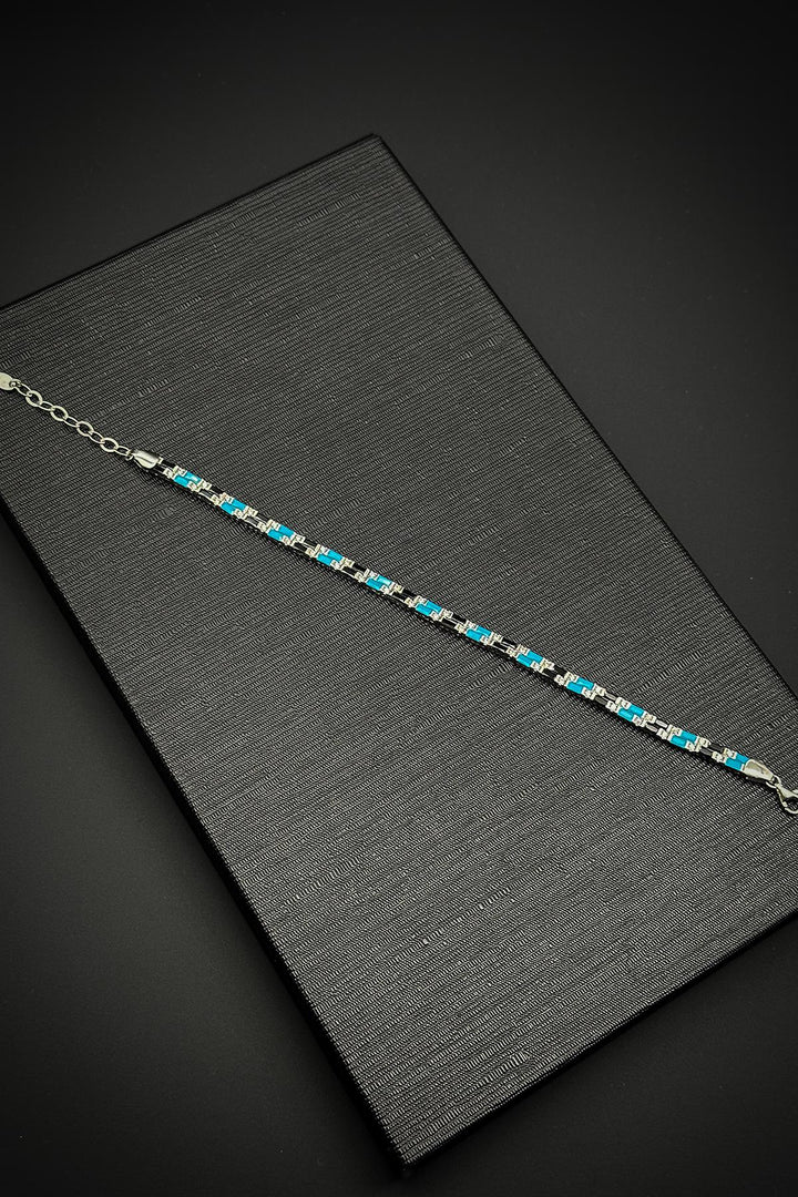 NVM FRNCH 925 Sterling Silver Turquoise-Black Color Zircon Stone Tennis Men's Bracelet FRJ11908-2008-SM - Kirchheim unter Teck