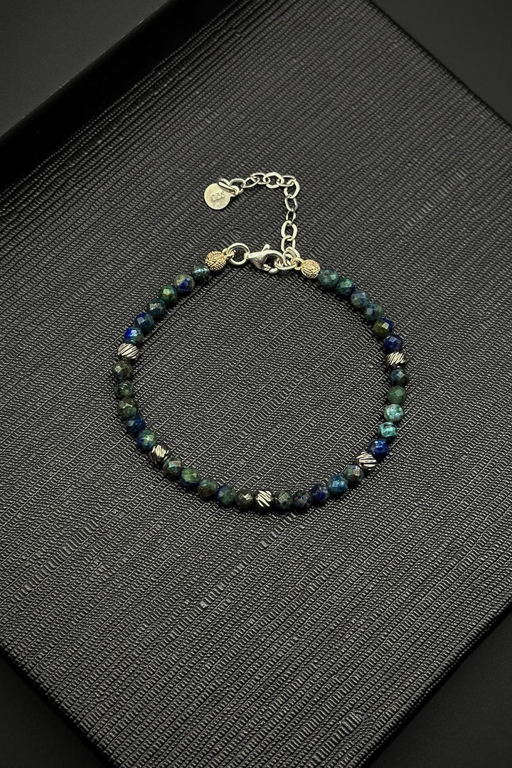 NVM FRNCH 925 Sterling Silver and African Lapis Lazuli Natural Stone Navy Men's Bracelet FRJ12334-3334-LY - Welling