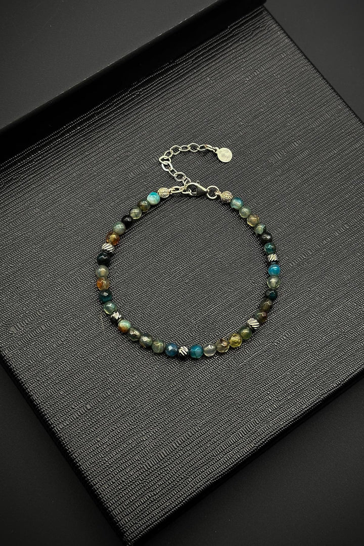 NVM FRNCH 925 Sterling Silver and Agate Natural Stone Multicolored Men's Bracelet FRJ12334-3334-CK2 - Chaïdári