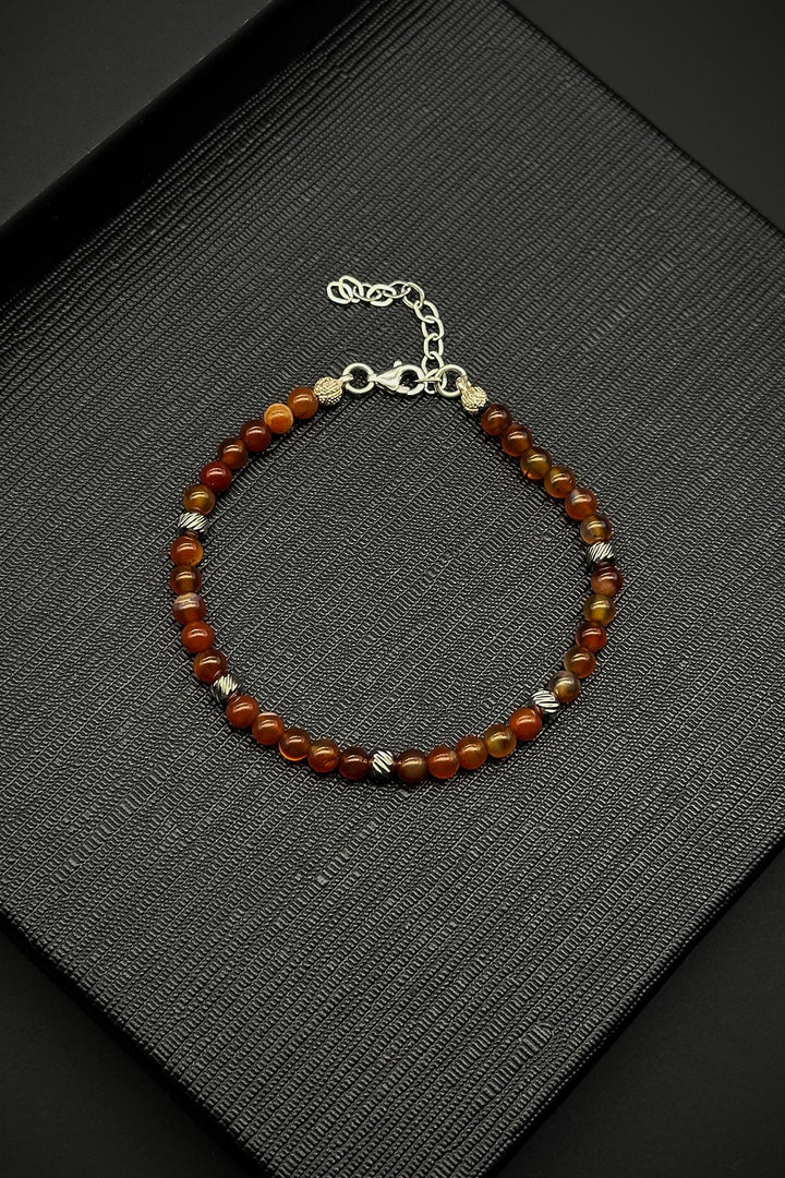 NVM FRNCH 925 Sterling Silver and Agate Natural Stone Brown Men's Bracelet FRJ12334-3334-K - Sesto Fiorentino