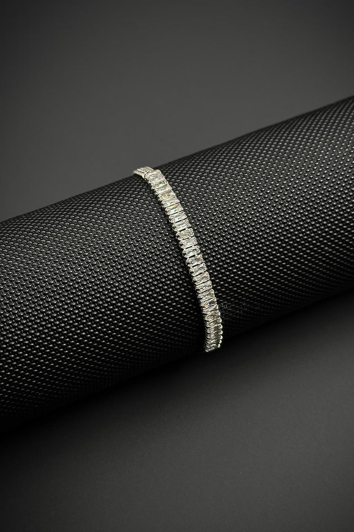 NVM FRNCH 925 Sterling Silver and Baguette Zircon Stone Silver Color Men's Bracelet FRJ12463-3463-A - Longview