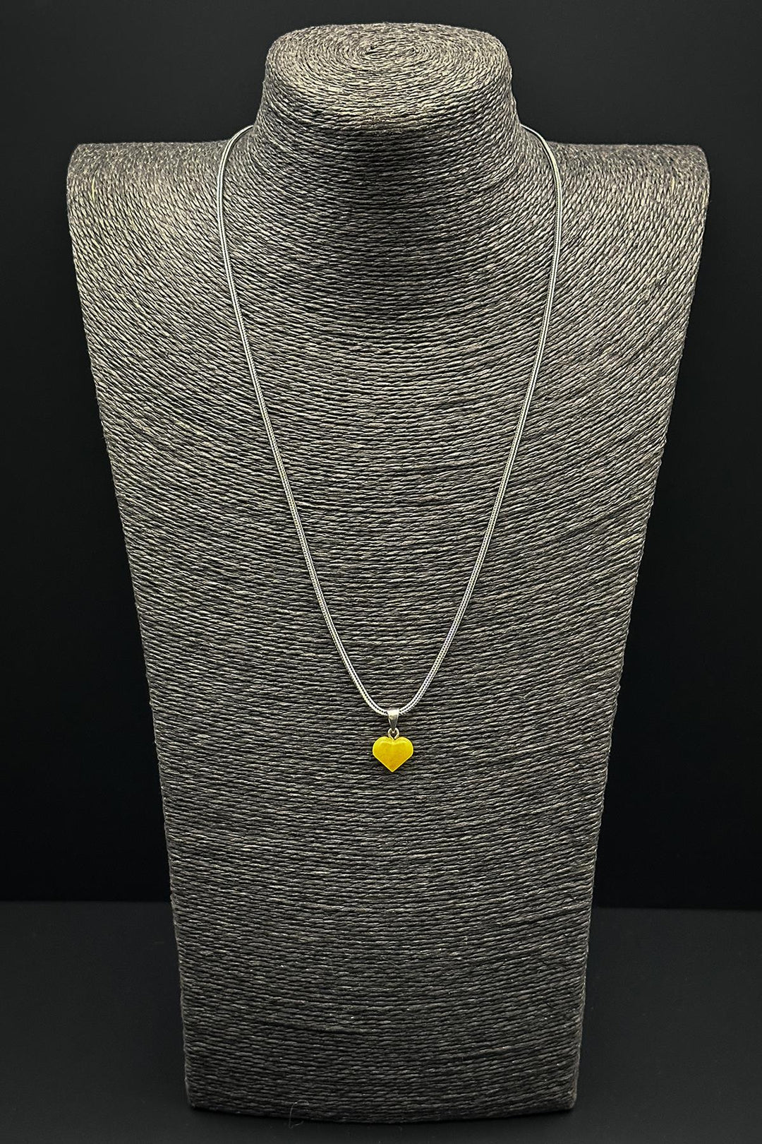 NVM FRNCH 925 Sterling Silver and Drop Amber Stone Heart Shaped Yellow Color Men's Necklace FRJ30671-771-AS - Gent