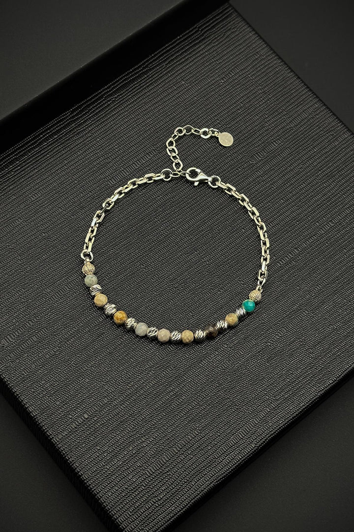 NVM FRNCH 925 Sterling Silver and Jasper Natural Stone Multicolored Men's Bracelet FRJ11990-2090-CK3 - Oberhausen