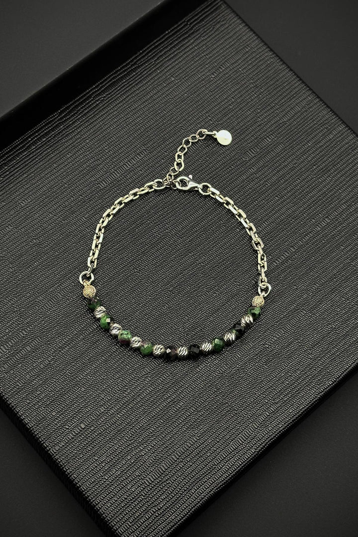 NVM FRNCH 925 Sterling Silver and Chrysocolla Natural Stone Green Color Men's Bracelet FRJ11990-2090-Y3 - Adeje