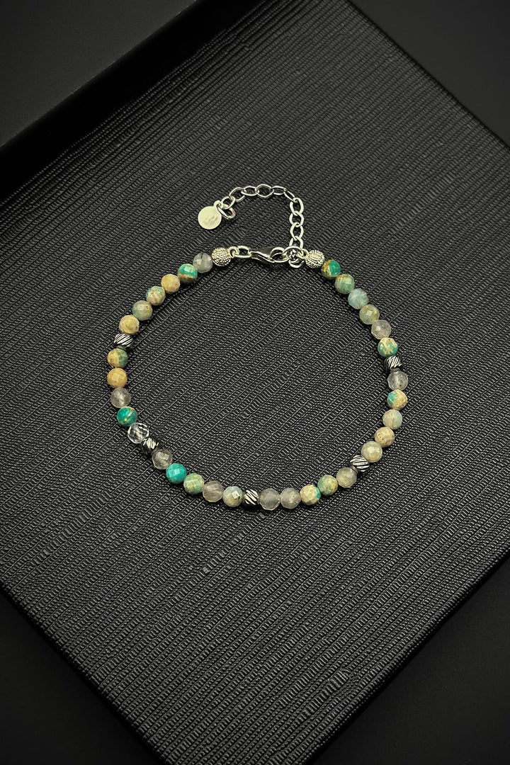 NVM FRNCH 925 Sterling Silver and Quartz Natural Stone Multicolored Men's Bracelet FRJ12334-3334-CK - East Providence