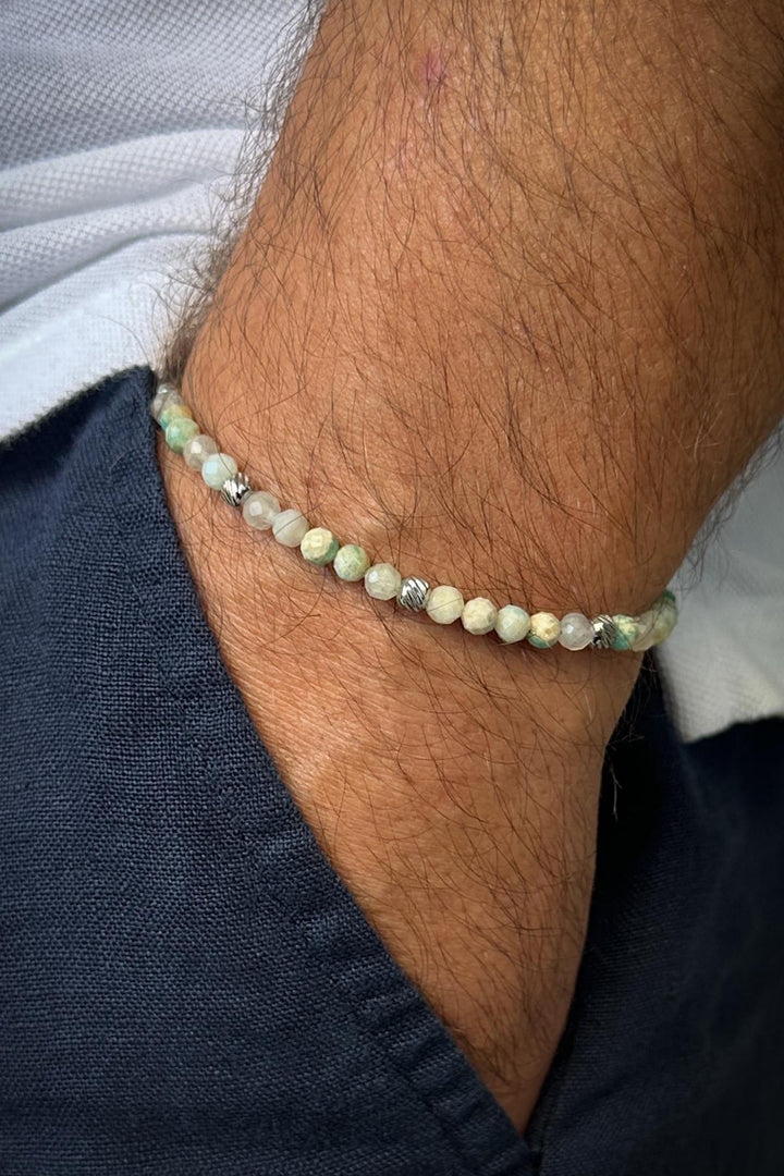 NVM FRNCH 925 Sterling Silver and Quartz Natural Stone Multicolored Men's Bracelet FRJ12334-3334-CK - East Providence
