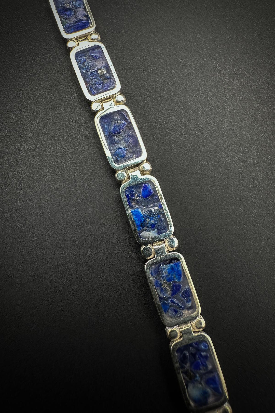 NVM FRNCH 925 Sterling Silver and Lapis Lazuli Natural Stone Navy Blue Color Men's Bracelet FRJ12461-3461-L - Voghera