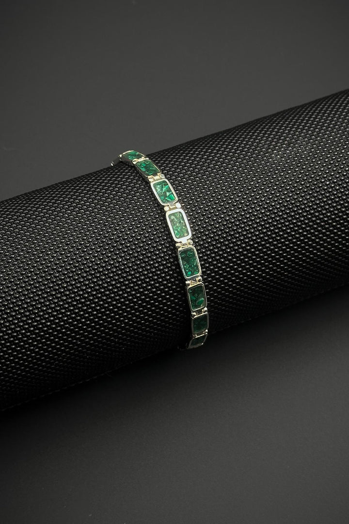 NVM FRNCH 925 Sterling Silver and Malachite Natural Stone Green Color Men's Bracelet FRJ12461-3461-Y - South Hill