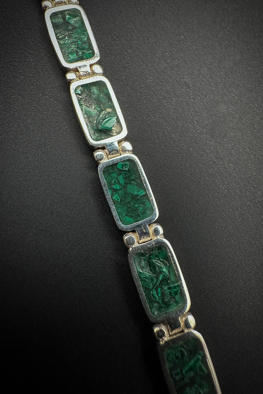 NVM FRNCH 925 Sterling Silver and Malachite Natural Stone Green Color Men's Bracelet FRJ12461-3461-Y - South Hill