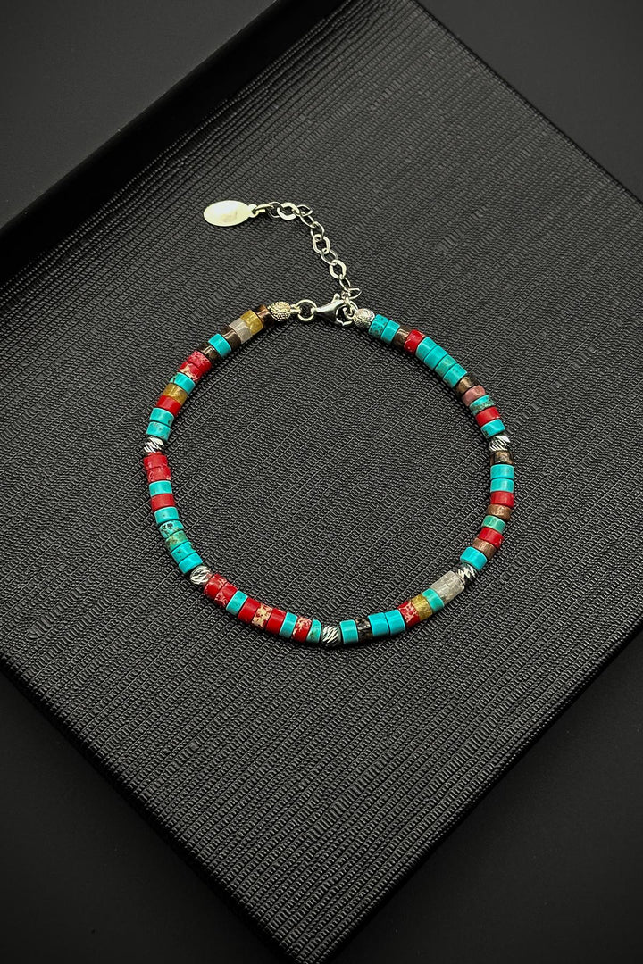 NVM FRNCH 925 Sterling Silver and Multi Natural Stone Men's Bracelet FRJ12367-3367-CK2 - Bottrop