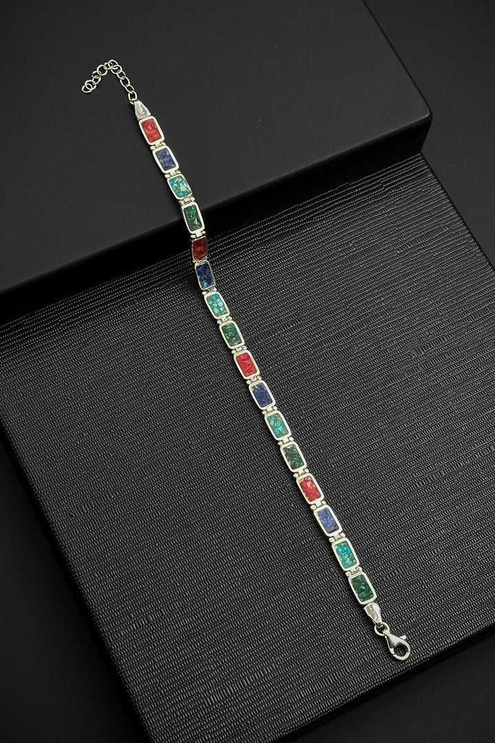 NVM FRNCH 925 Sterling Silver and Multi Natural Stone Men's Bracelet FRJ12461-3461-CK - Kenosha