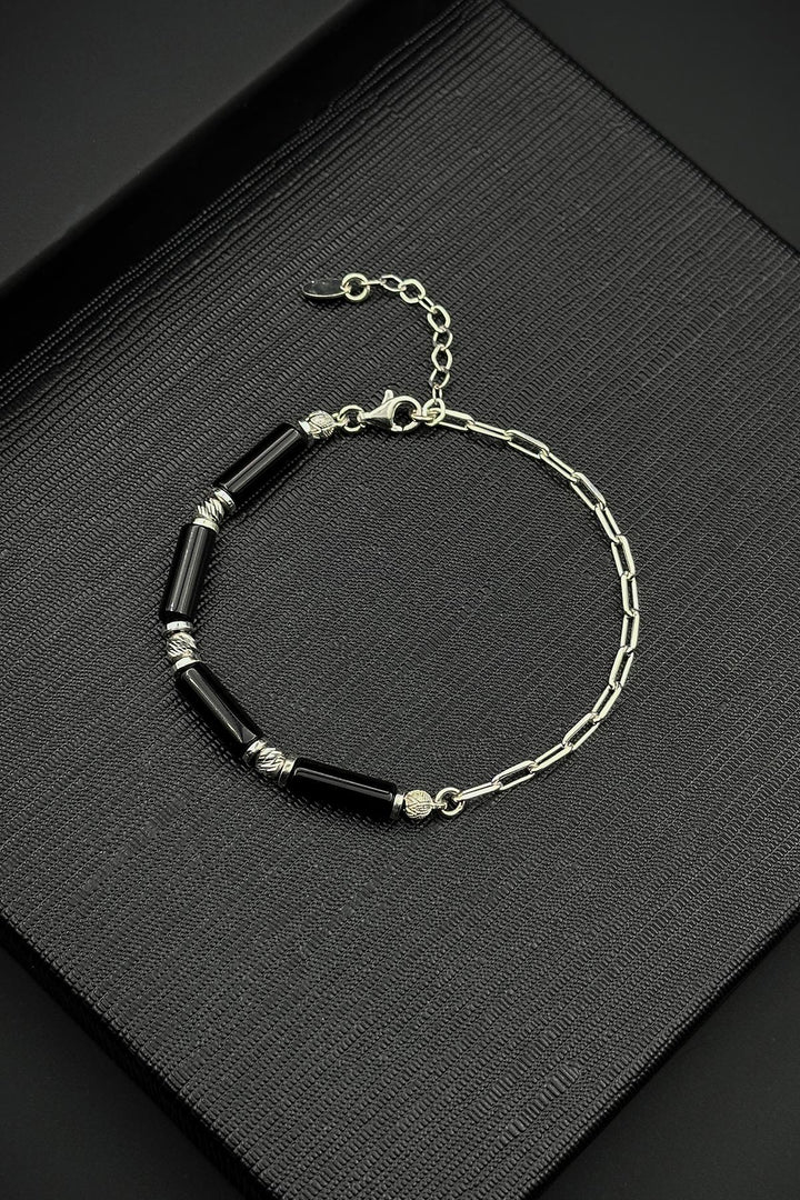 NVM FRNCH 925 Sterling Silver and Onyx Natural Stone Black Color Men's Bracelet FRJ12410-3410-S - Figueira da Foz