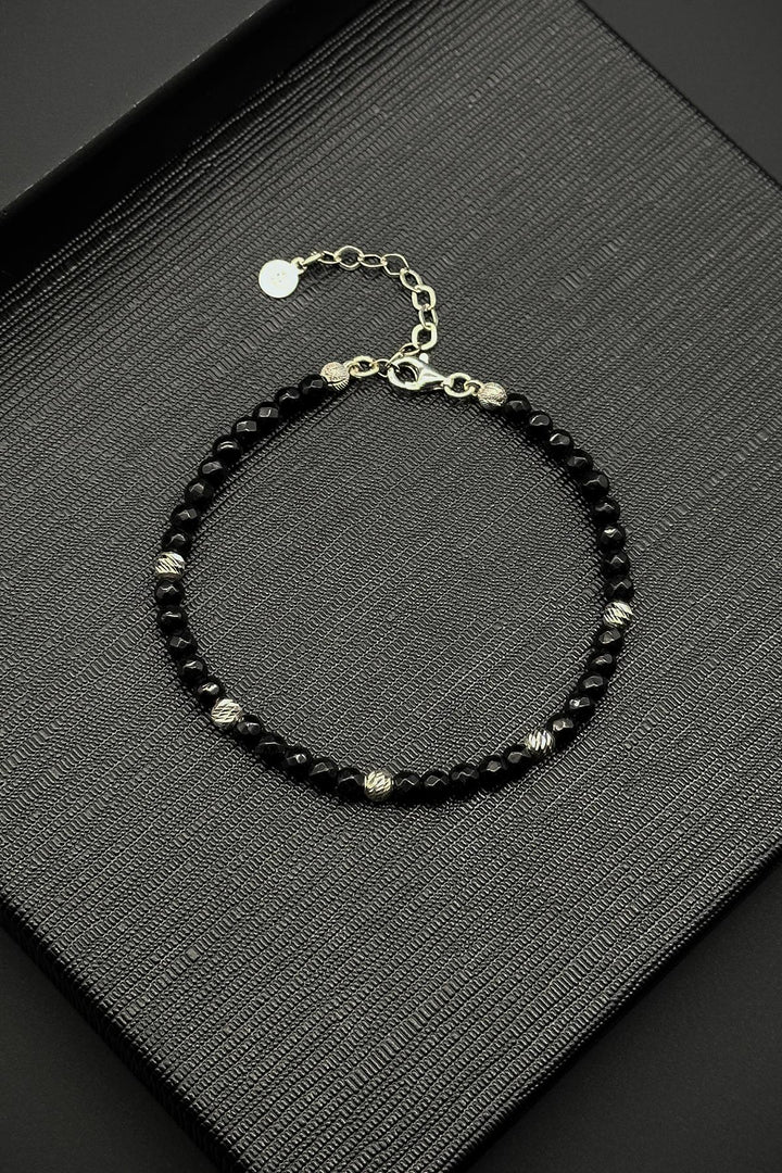 NVM FRNCH 925 Sterling Silver and Onyx Natural Stone Black Color Men's Bracelet FRJ12334-3334-S - Warendorf