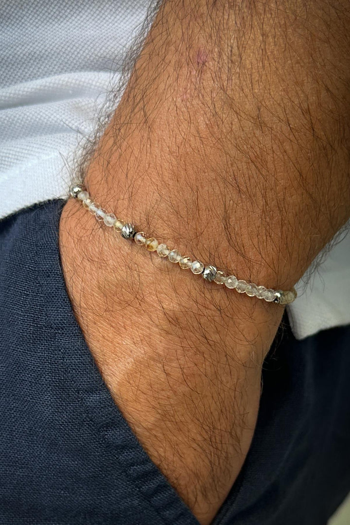NVM FRNCH 925 Sterling Silver and Citrine Natural Stone White Color Men's Bracelet FRJ12334-3334-B - Purísima de Bustos