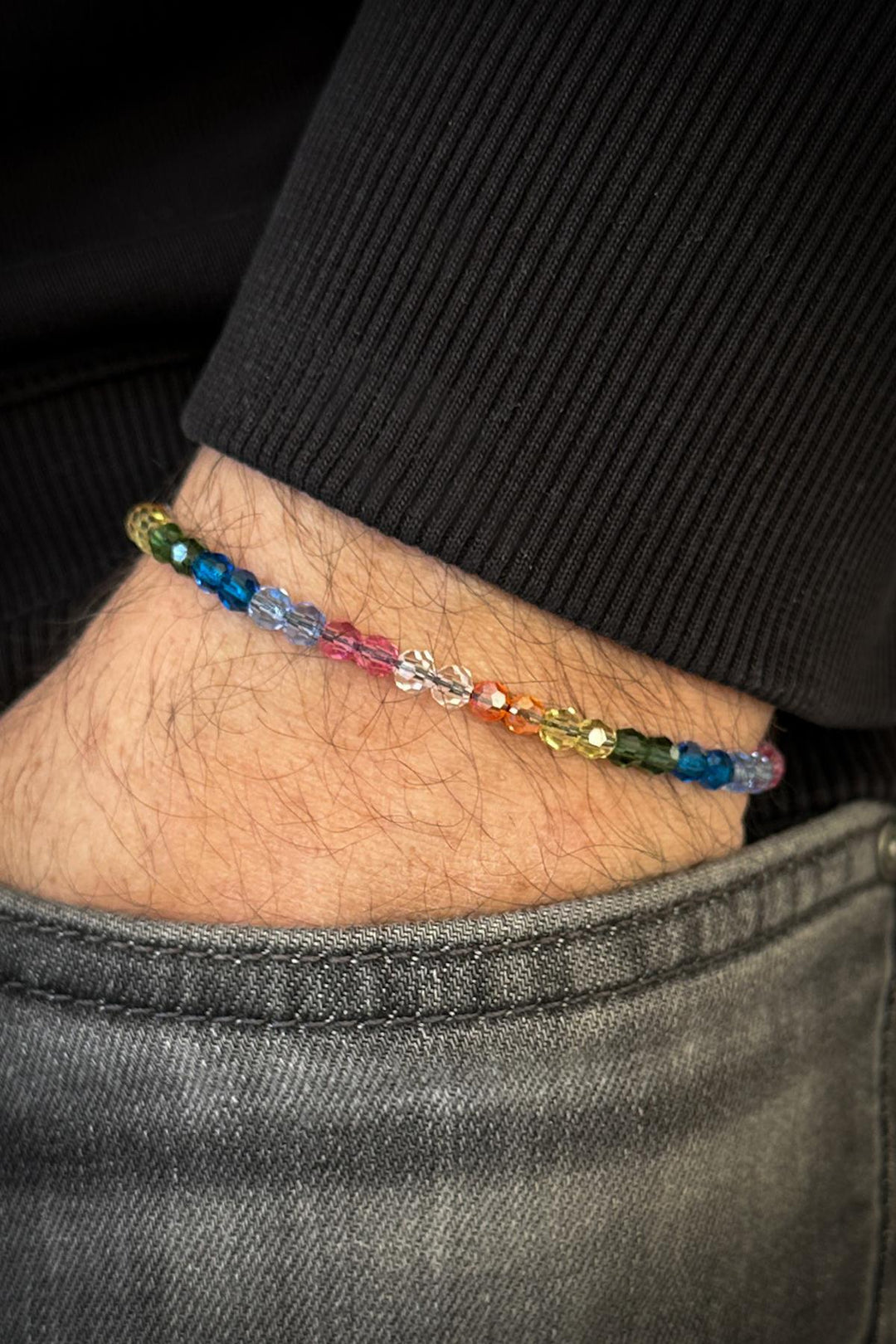 NVM FRNCH 925 Sterling Silver and Swarovski Stone Multicolored Men's Bracelet FRJ12422-3422-CK - Weißenfels