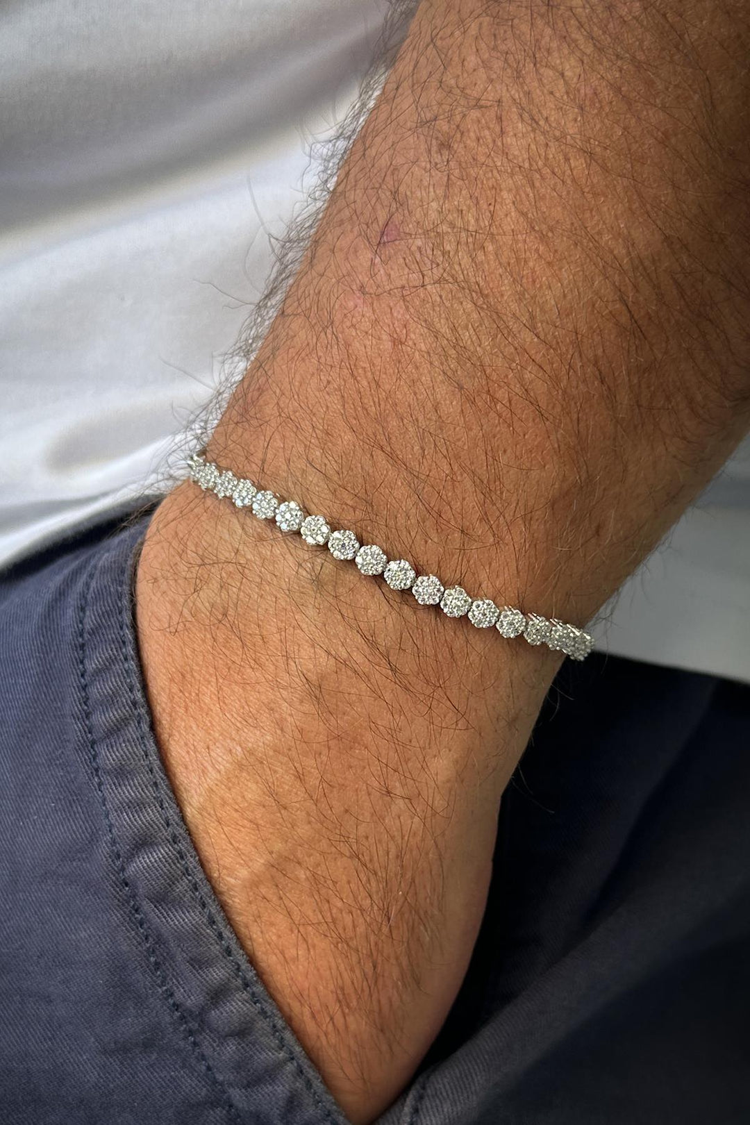 NVM FRNCH 925 Sterling Silver Zircon Stone White Color Tennis Men's Bracelet FRJ12243-3243-A - Irvine