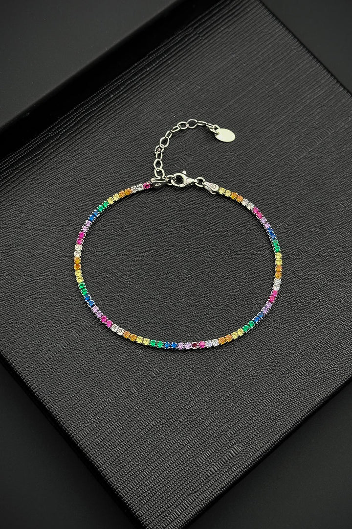 NVM FRNCH 925 Sterling Silver Multi-Colored Men's Bracelet with Zircon Stone FRJ12423-3423-CK - Carrollwood