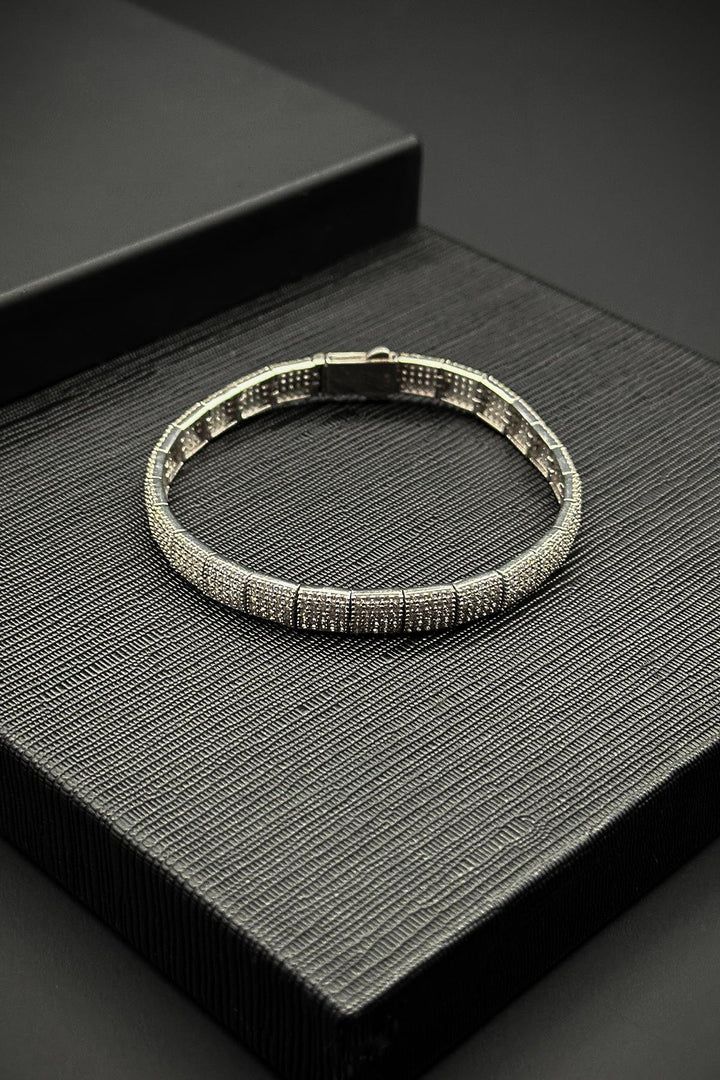 NVM FRNCH 925 Sterling Silver Zircon Stone Silver Color Tennis Men's Bracelet FRJ12103-3103-A - Pontiac
