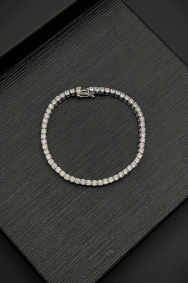 NVM FRNCH 925 Sterling Silver Zircon Stone Silver Color Tennis Men's Bracelet FRJ12104-3104-A - Liepāja